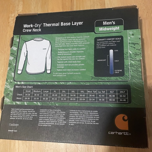 Carhartt Men's Work-Dry® Base Layer Midweight Thermal Crewneck Top, Size small - Picture 3 of 4